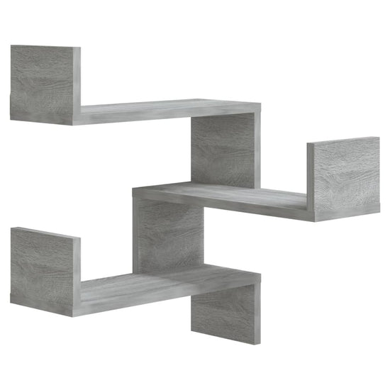 Hoekwandschappen 2 st 40x40x50 cm bewerkt hout grijs sonoma MeubelReus