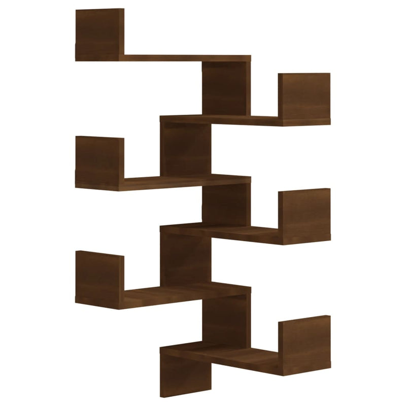 Hoekwandschappen 2 st 40x40x50 cm bewerkt hout bruin eikenkleur MeubelReus