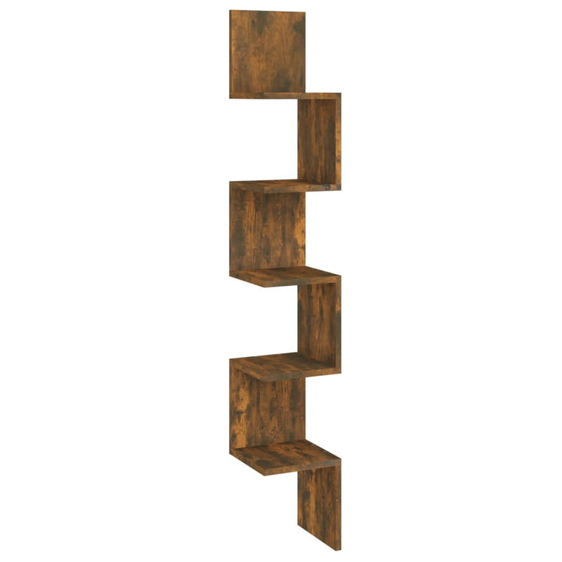 Hoekwandschap 20x20x127,5 cm bewerkt hout gerookt eikenkleurig MeubelReus
