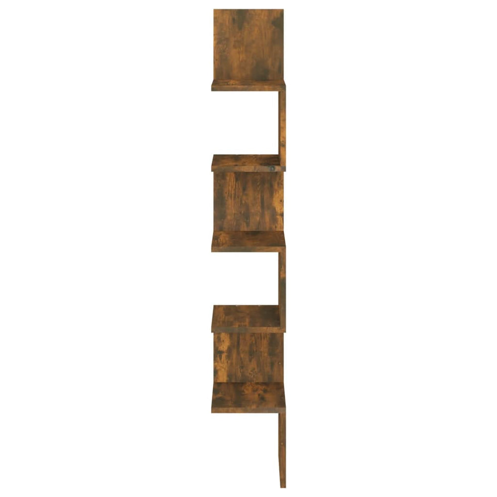 Hoekwandschap 20x20x127,5 cm bewerkt hout gerookt eikenkleurig MeubelReus