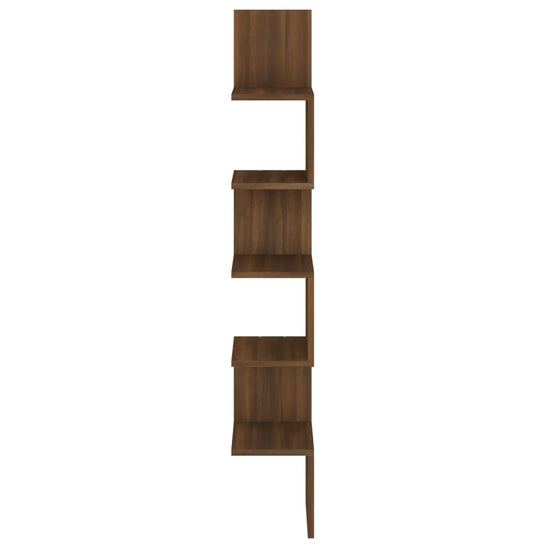 Hoekwandschap 20x20x127,5 cm bewerkt hout bruin eikenkleur MeubelReus