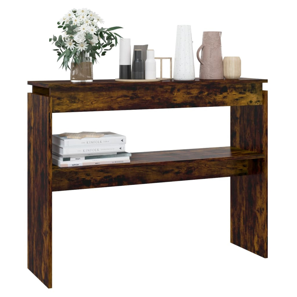 Wandtafel 102x30x80 cm bewerkt hout gerookt eikenkleurig MeubelReus