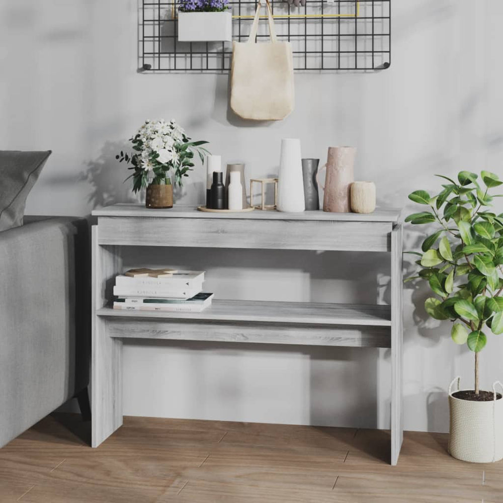 Wandtafel 102x30x80 cm bewerkt hout grijs sonoma eikenkleurig MeubelReus