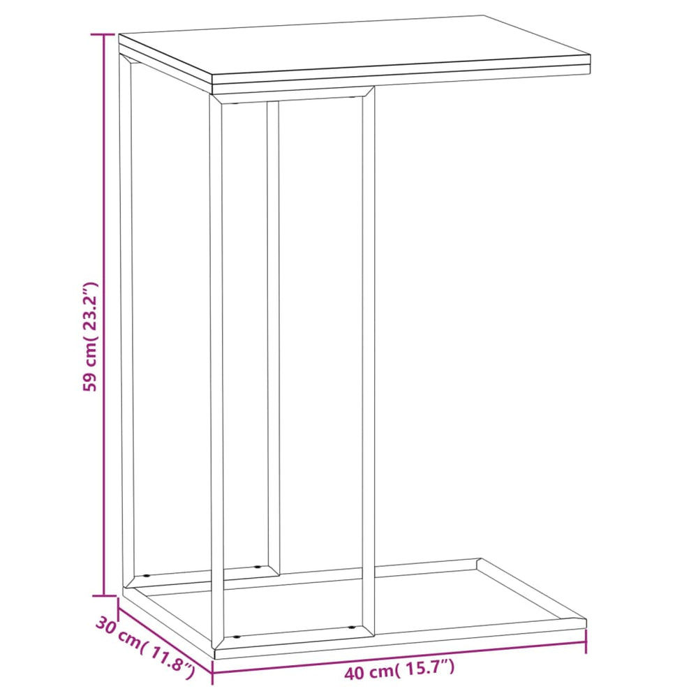 Bijzettafel 40x30x59 cm bewerkt hout wit MeubelReus