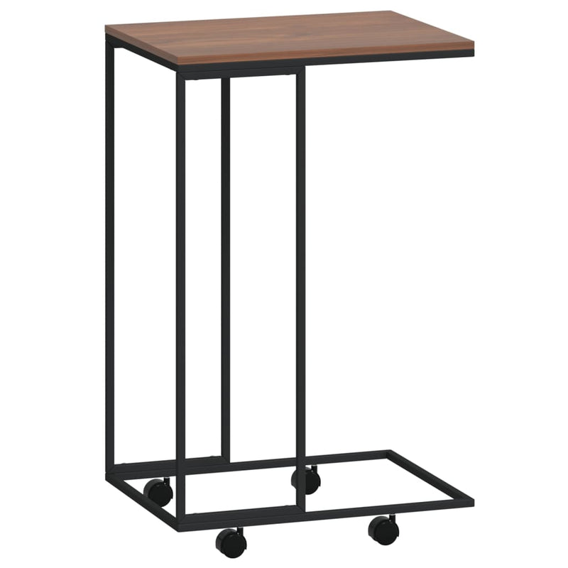 Bijzettafel met wieltjes 40x30x63,5 bewerkt hout zwart MeubelReus