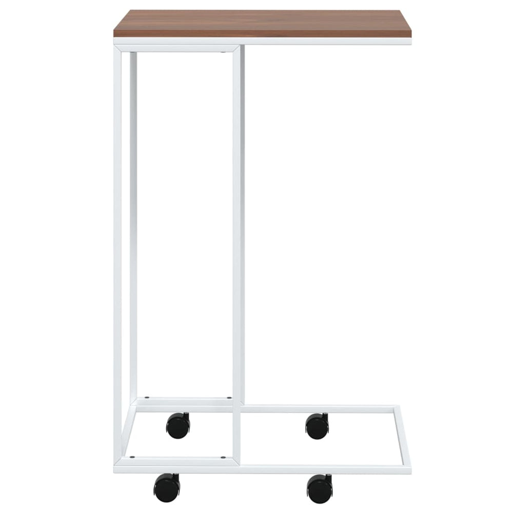 Bijzettafel met wieltjes 40x30x63,5 bewerkt hout wit en bruin MeubelReus