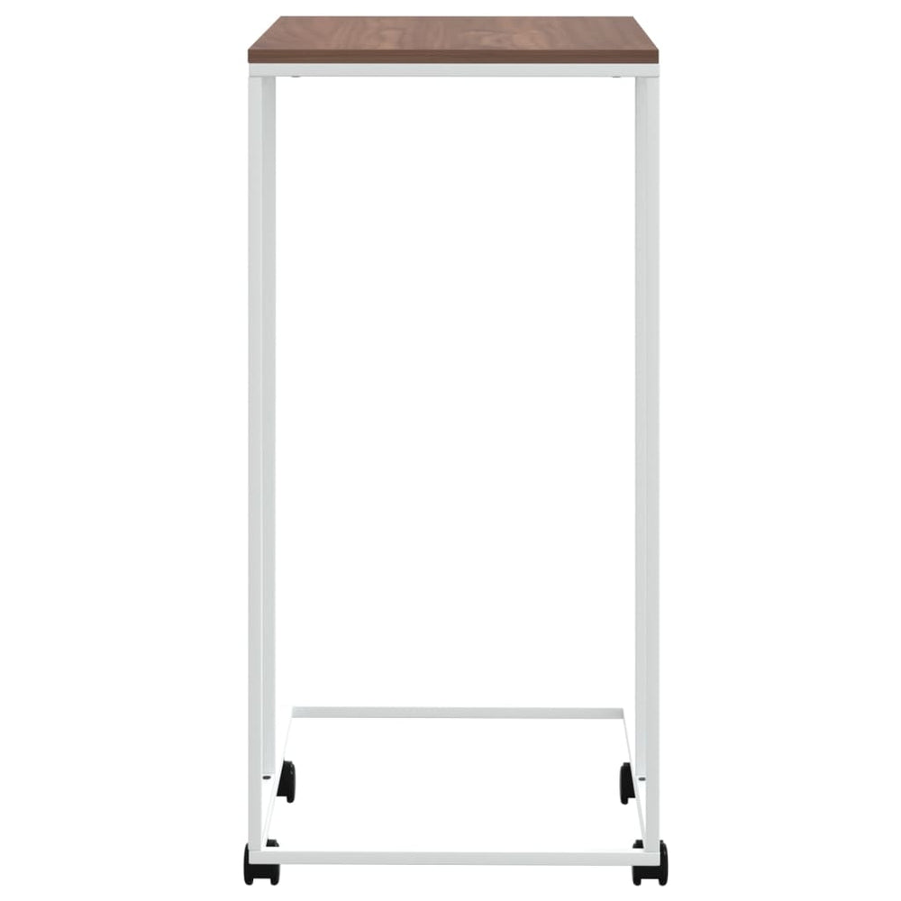 Bijzettafel met wieltjes 40x30x63,5 bewerkt hout wit en bruin MeubelReus