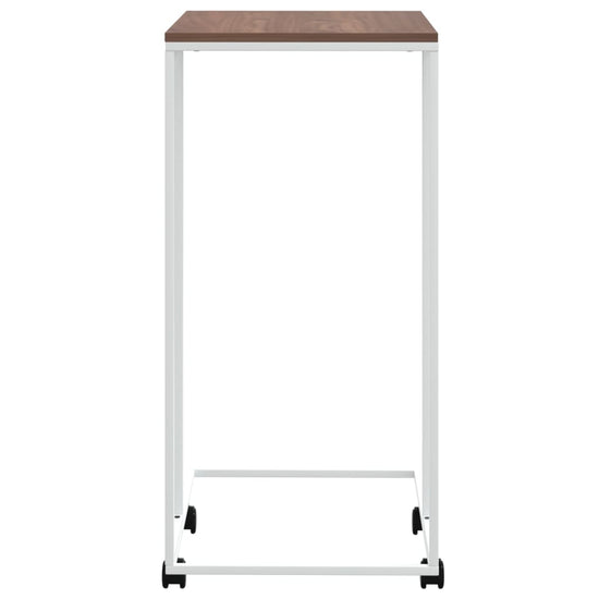 Bijzettafel met wieltjes 40x30x63,5 bewerkt hout wit en bruin MeubelReus