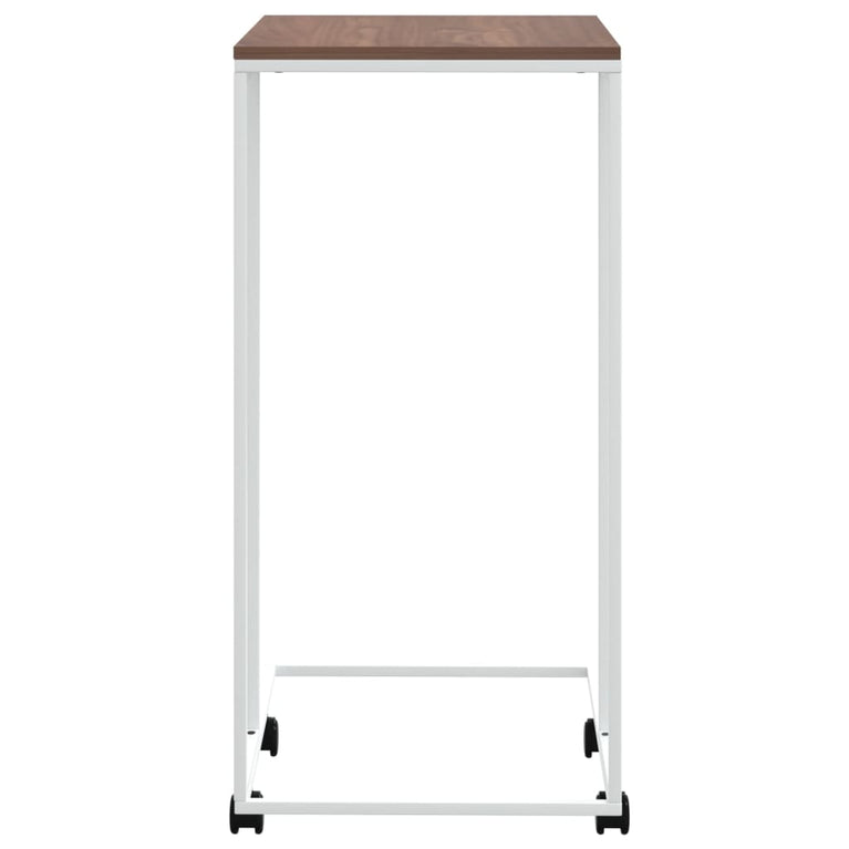 Bijzettafel met wieltjes 40x30x63,5 bewerkt hout wit en bruin MeubelReus