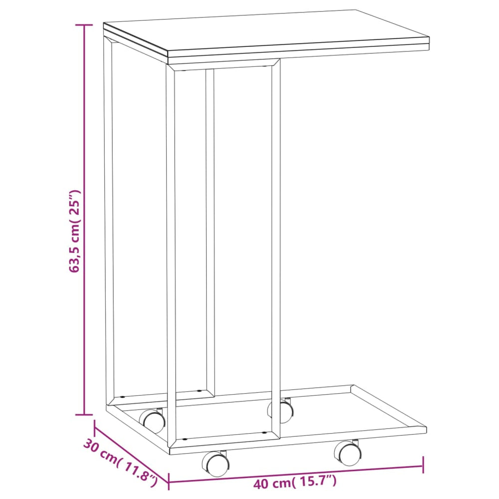 Bijzettafel met wieltjes 40x30x63,5 bewerkt hout wit en bruin MeubelReus
