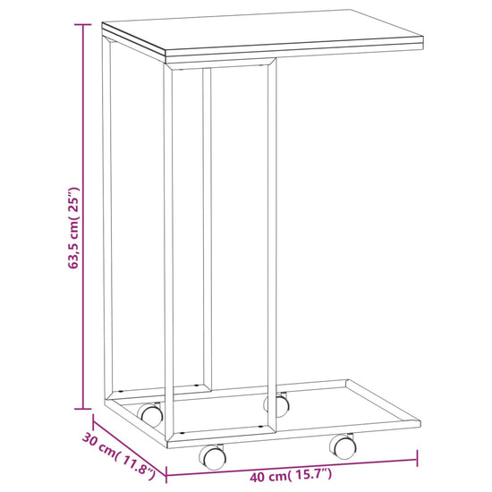 Bijzettafel met wieltjes 40x30x63,5 bewerkt hout wit en bruin MeubelReus