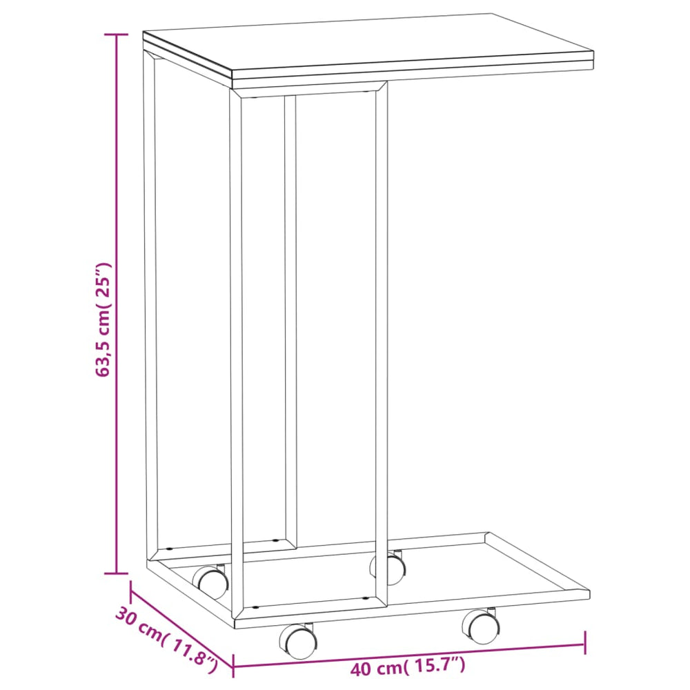 Bijzettafel met wieltjes 40x30x63,5 bewerkt hout wit MeubelReus