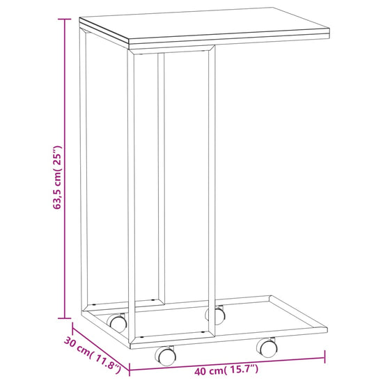 Bijzettafel met wieltjes 40x30x63,5 bewerkt hout wit MeubelReus