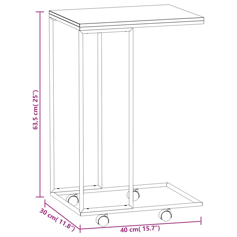 Bijzettafel met wieltjes 40x30x63,5 bewerkt hout wit MeubelReus