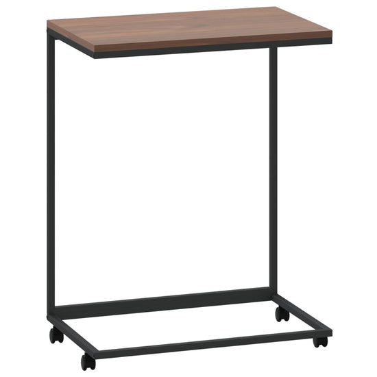 Bijzettafel met wieltjes 55x35x70 cm bewerkt hout zwart MeubelReus
