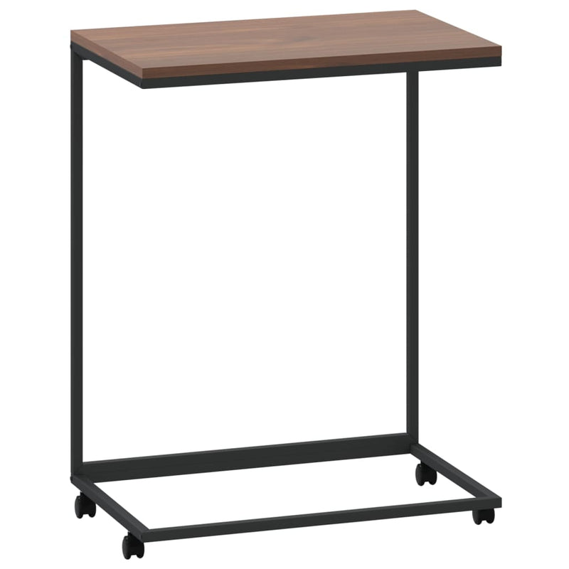 Bijzettafel met wieltjes 55x35x70 cm bewerkt hout zwart MeubelReus