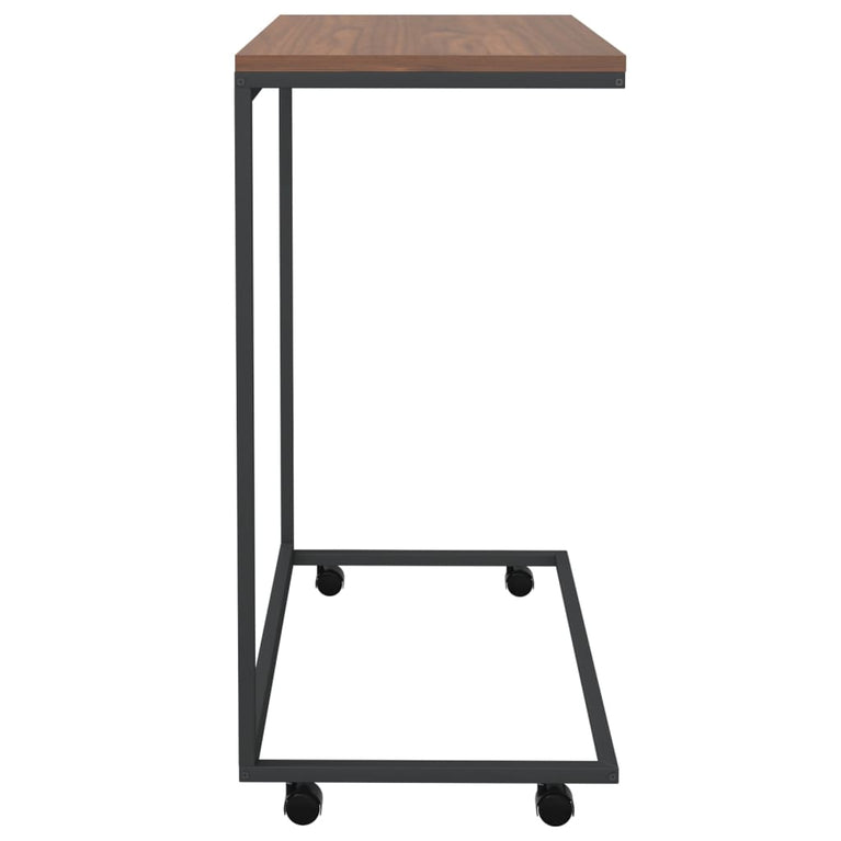 Bijzettafel met wieltjes 55x35x70 cm bewerkt hout zwart MeubelReus