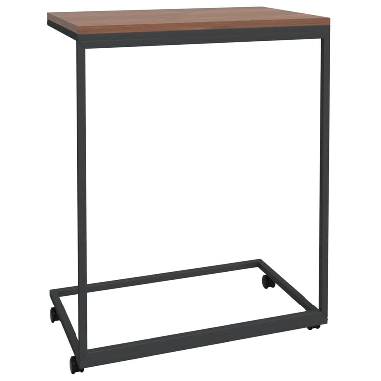 Bijzettafel met wieltjes 55x35x70 cm bewerkt hout zwart MeubelReus