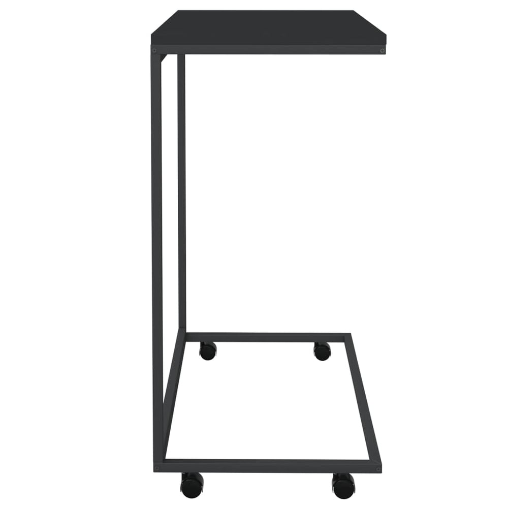 Bijzettafel met wieltjes 55x35x70 cm bewerkt hout zwart MeubelReus
