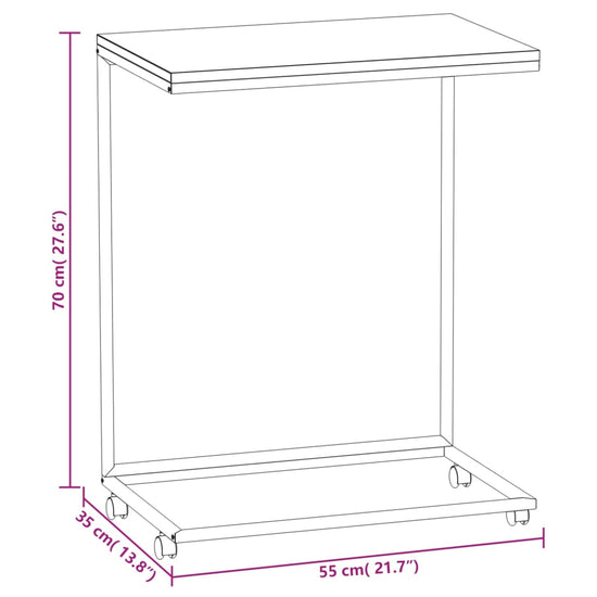 Bijzettafel met wieltjes 55x35x70 cm bewerkt hout zwart MeubelReus