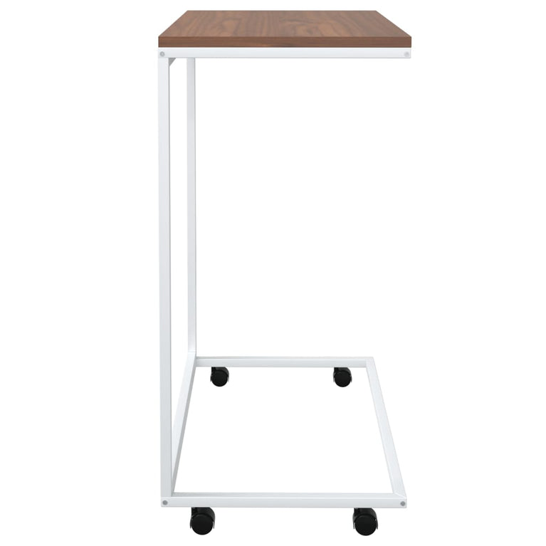 Bijzettafel met wieltjes 55x35x70 cm bewerkt hout wit MeubelReus