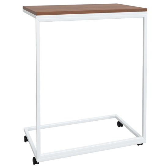 Bijzettafel met wieltjes 55x35x70 cm bewerkt hout wit MeubelReus