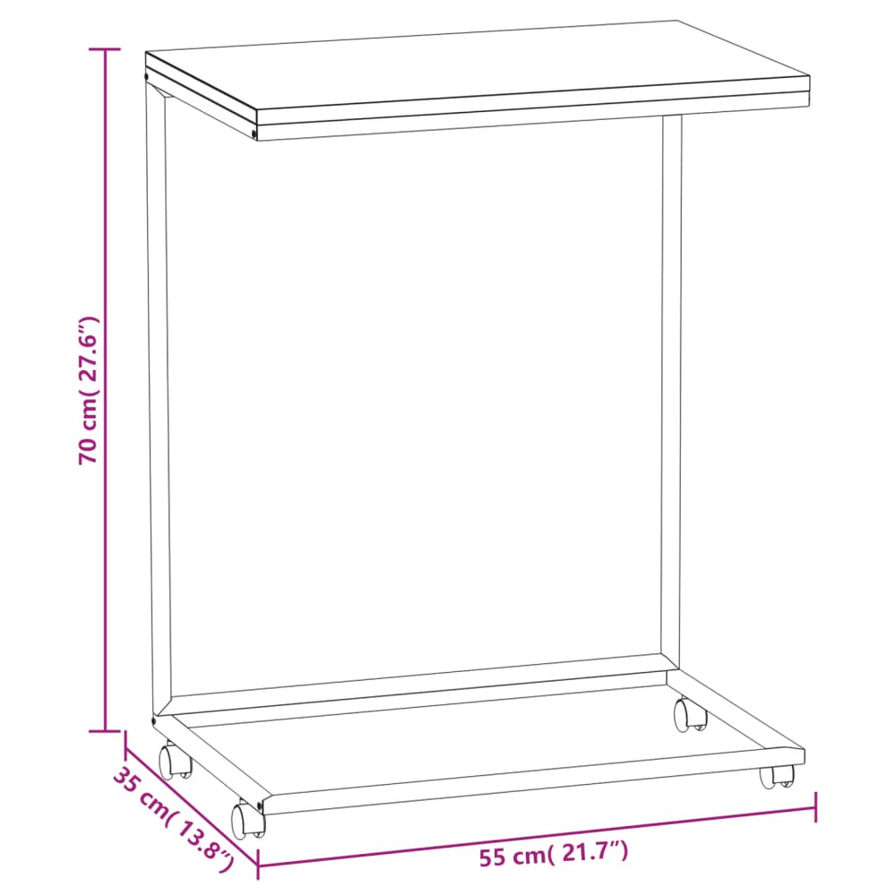 Bijzettafel met wieltjes 55x35x70 cm bewerkt hout wit MeubelReus