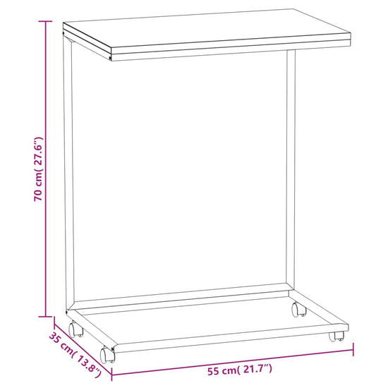 Bijzettafel met wieltjes 55x35x70 cm bewerkt hout wit MeubelReus