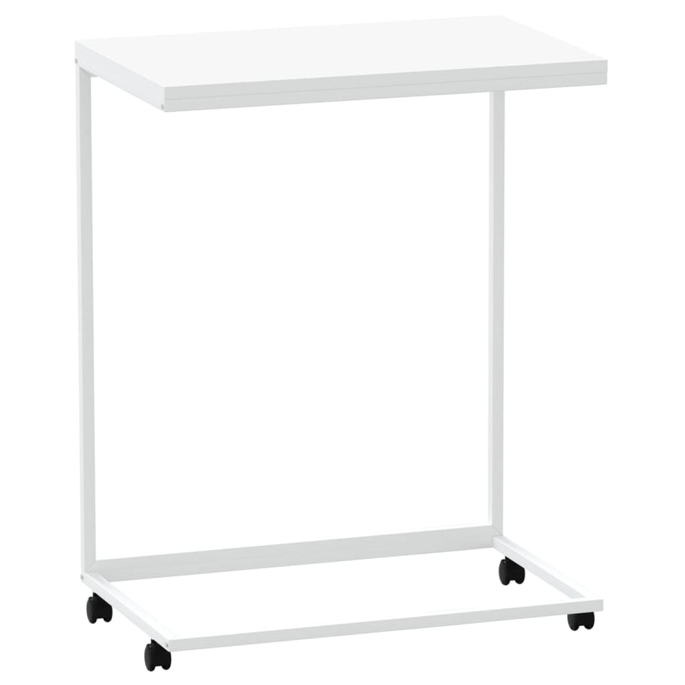 Bijzettafel met wieltjes 55x35x70 cm bewerkt hout wit MeubelReus