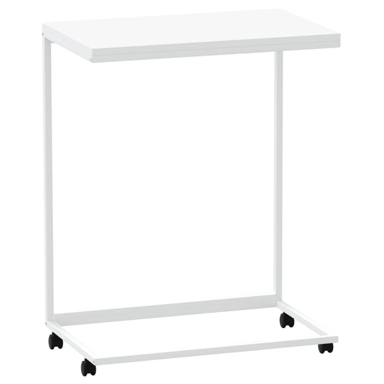 Bijzettafel met wieltjes 55x35x70 cm bewerkt hout wit MeubelReus