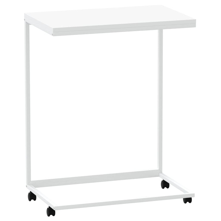 Bijzettafel met wieltjes 55x35x70 cm bewerkt hout wit MeubelReus