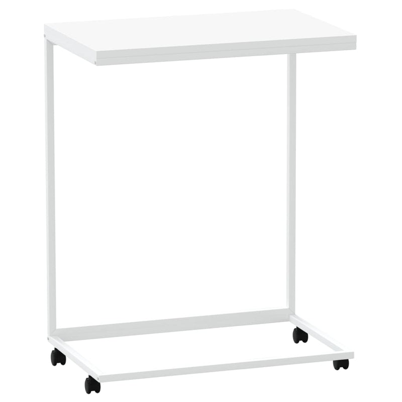 Bijzettafel met wieltjes 55x35x70 cm bewerkt hout wit MeubelReus