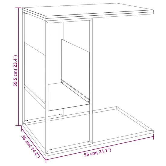 Bijzettafel 55x36x59,5 cm bewerkt hout zwart MeubelReus