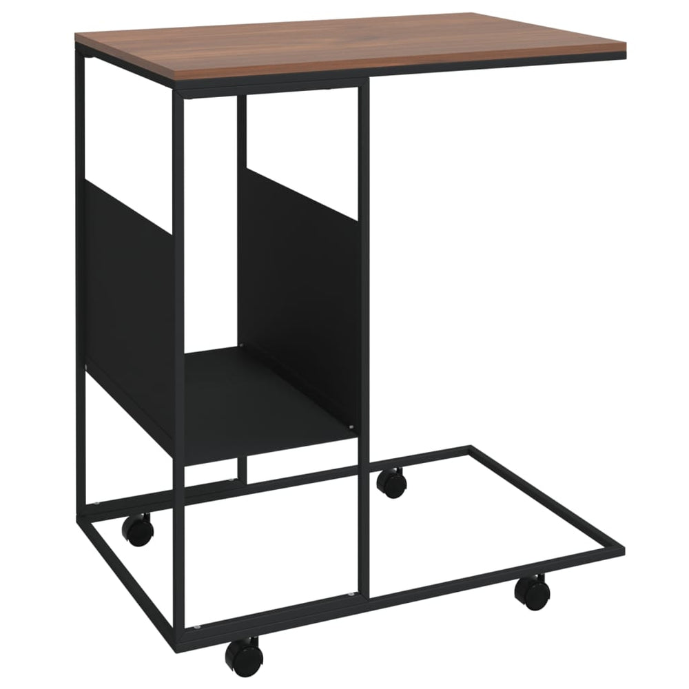 Bijzettafel met wieltjes 55x36x63,5 cm bewerkt hout zwart MeubelReus