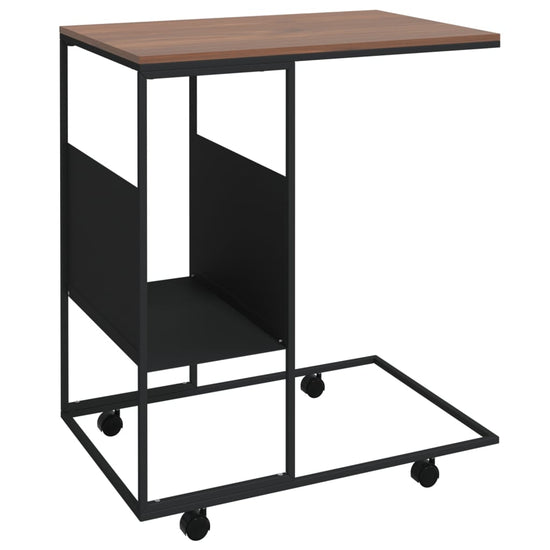 Bijzettafel met wieltjes 55x36x63,5 cm bewerkt hout zwart MeubelReus