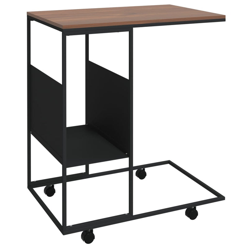 Bijzettafel met wieltjes 55x36x63,5 cm bewerkt hout zwart MeubelReus