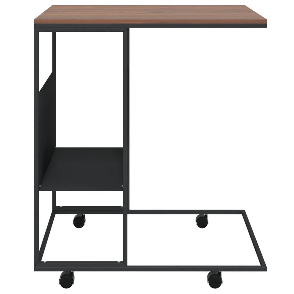 Bijzettafel met wieltjes 55x36x63,5 cm bewerkt hout zwart MeubelReus