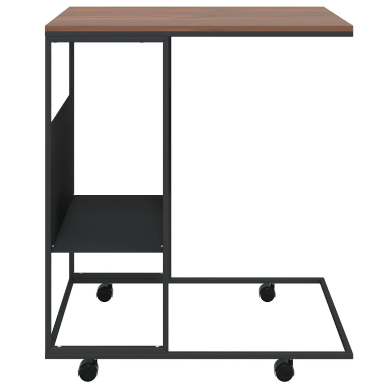 Bijzettafel met wieltjes 55x36x63,5 cm bewerkt hout zwart MeubelReus