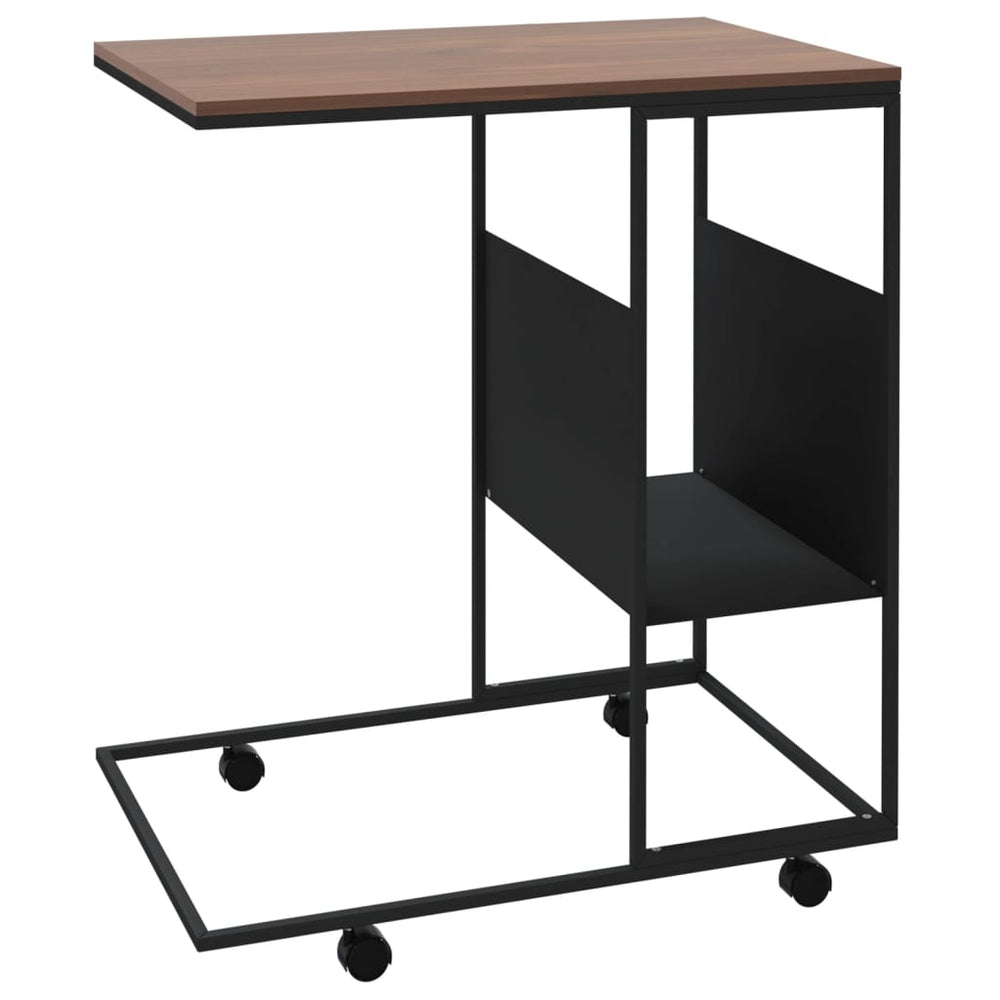 Bijzettafel met wieltjes 55x36x63,5 cm bewerkt hout zwart MeubelReus