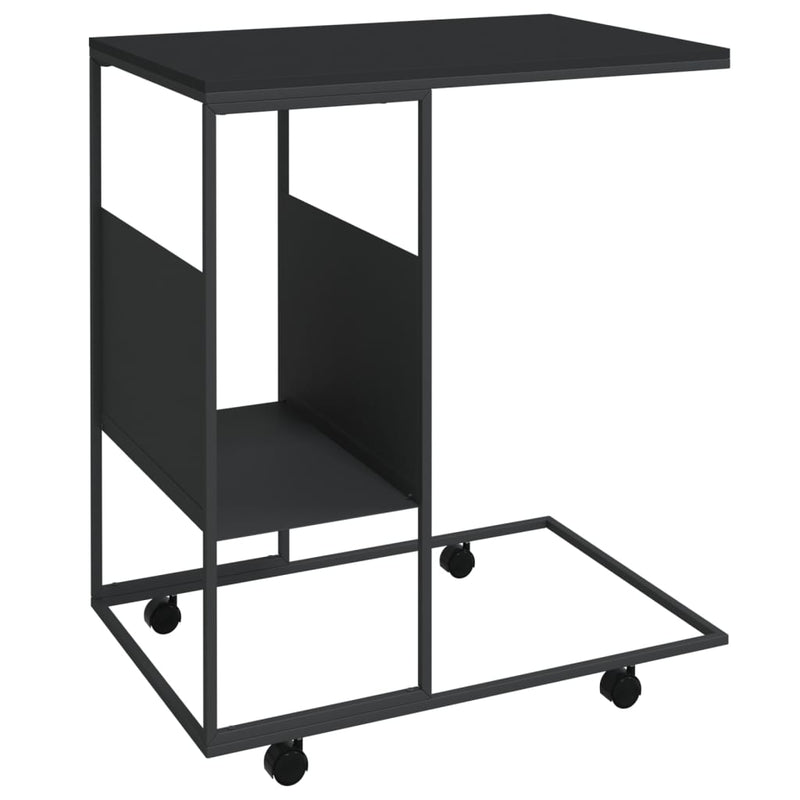 Bijzettafel met wieltjes 55x36x63,5 bewerkt hout zwart MeubelReus