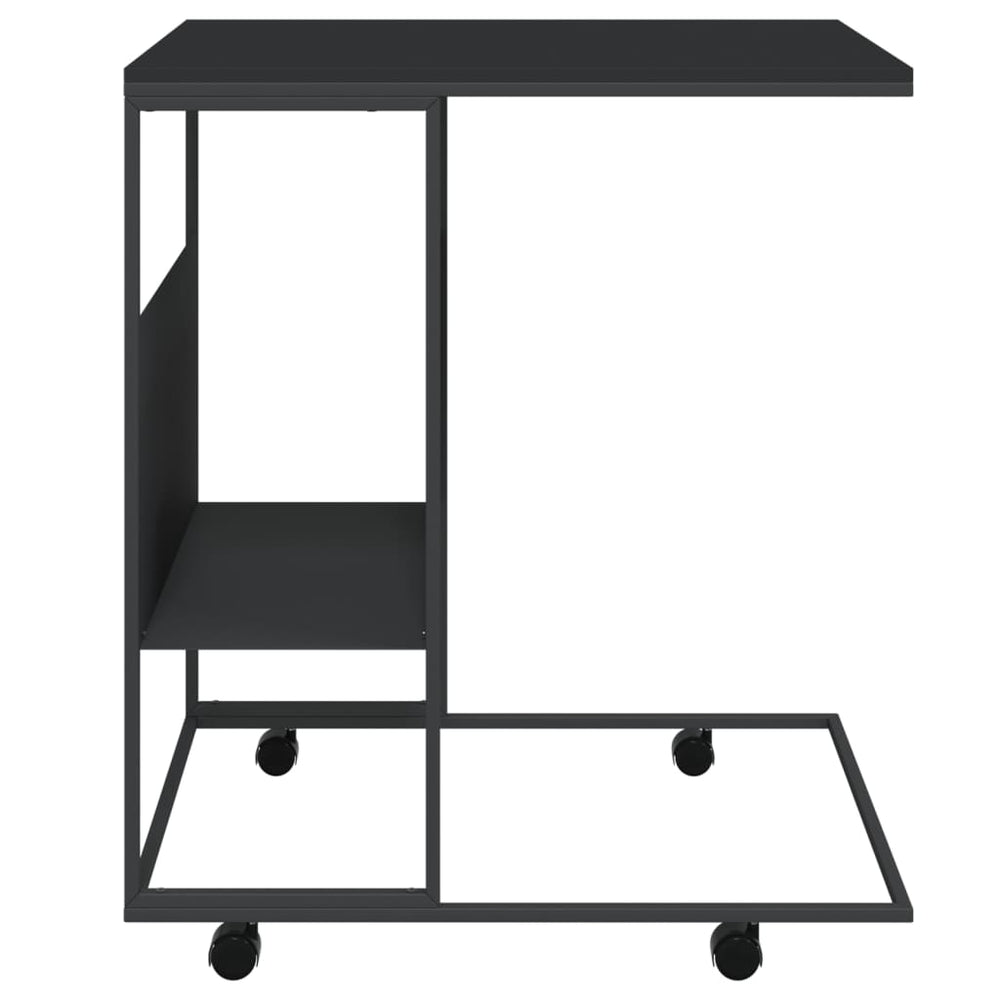 Bijzettafel met wieltjes 55x36x63,5 bewerkt hout zwart MeubelReus