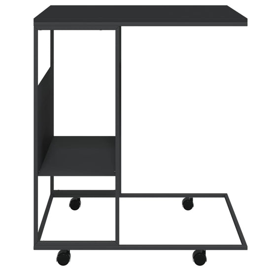 Bijzettafel met wieltjes 55x36x63,5 bewerkt hout zwart MeubelReus