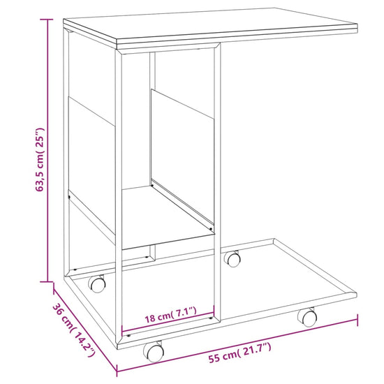 Bijzettafel met wieltjes 55x36x63,5 bewerkt hout zwart MeubelReus