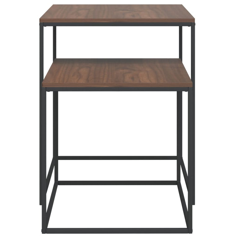 Salontafelset 2 st bewerkt hout en metaal MeubelReus