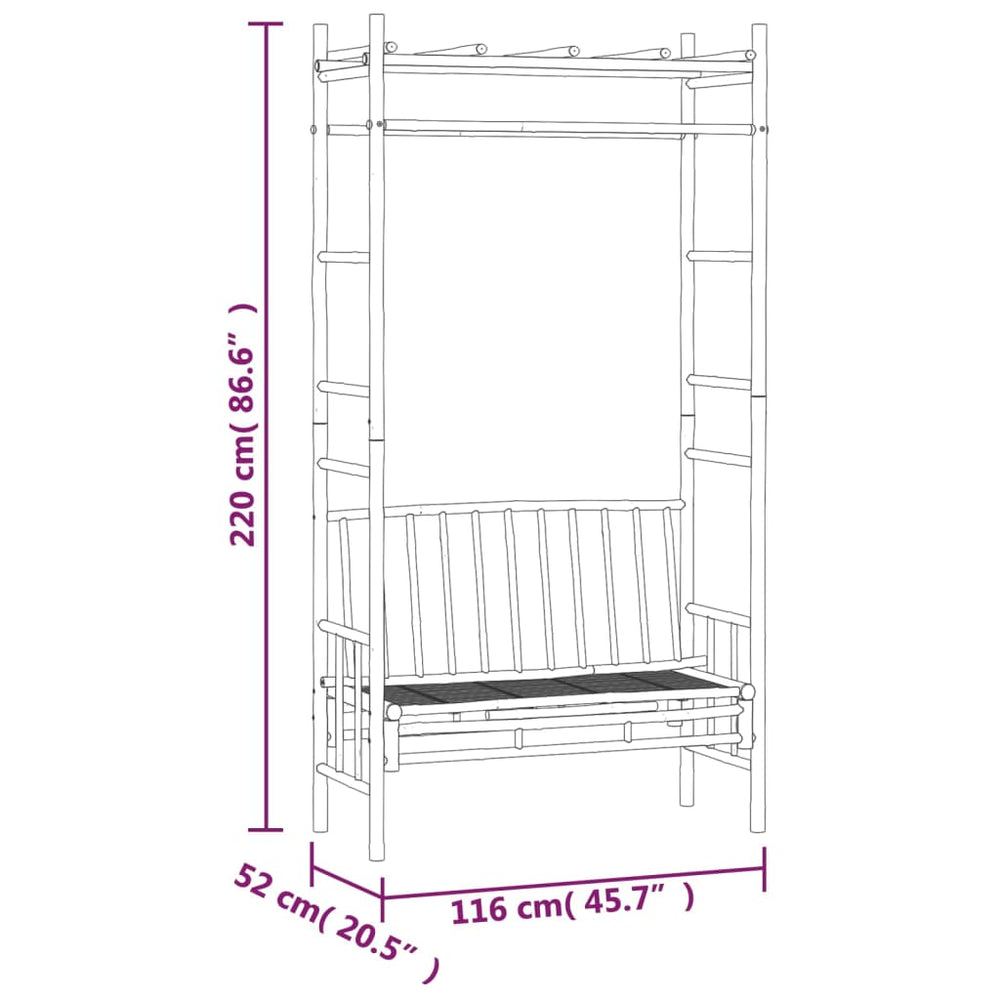 Tuinbank met pergola 116 cm bamboe MeubelReus