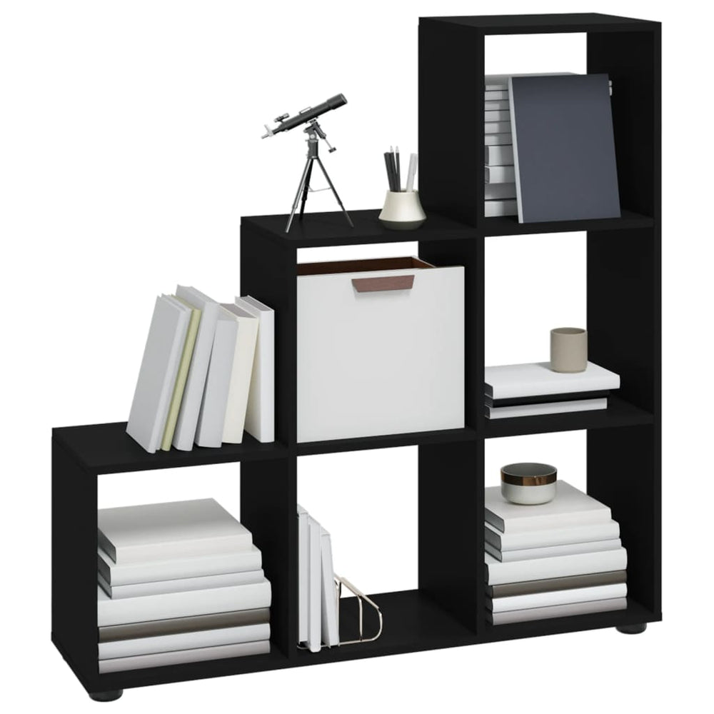 Boekenkast trapvormig 107 cm bewerkt hout zwart MeubelReus
