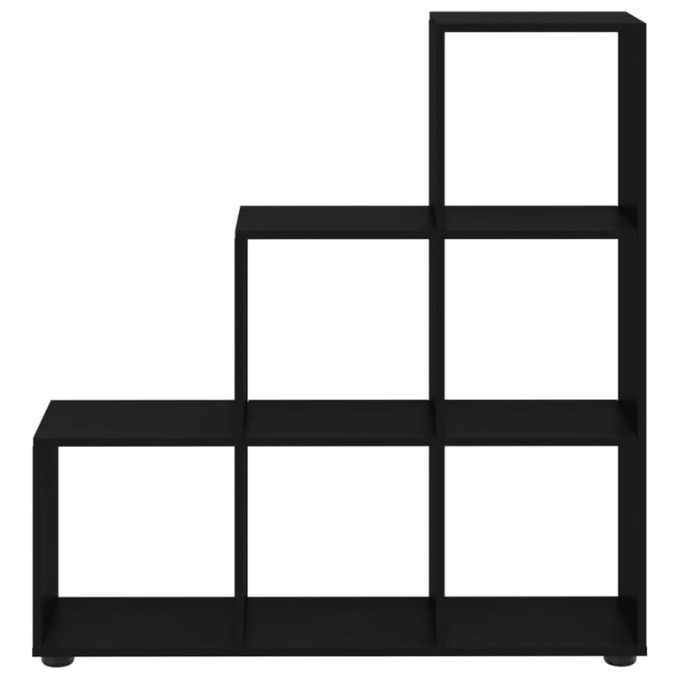 Boekenkast trapvormig 107 cm bewerkt hout zwart MeubelReus