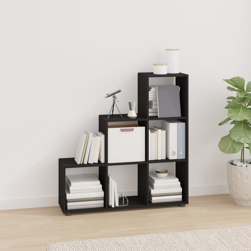 Boekenkast trapvormig 107 cm bewerkt hout zwart MeubelReus