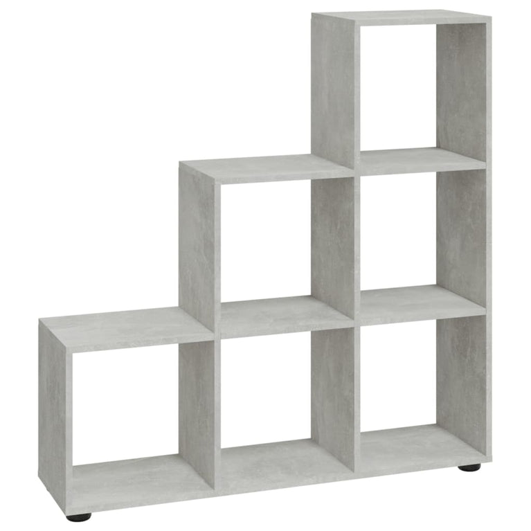Boekenkast trapvormig 107 cm bewerkt hout betongrijs MeubelReus