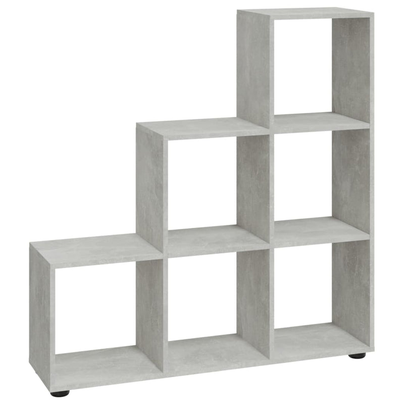 Boekenkast trapvormig 107 cm bewerkt hout betongrijs MeubelReus